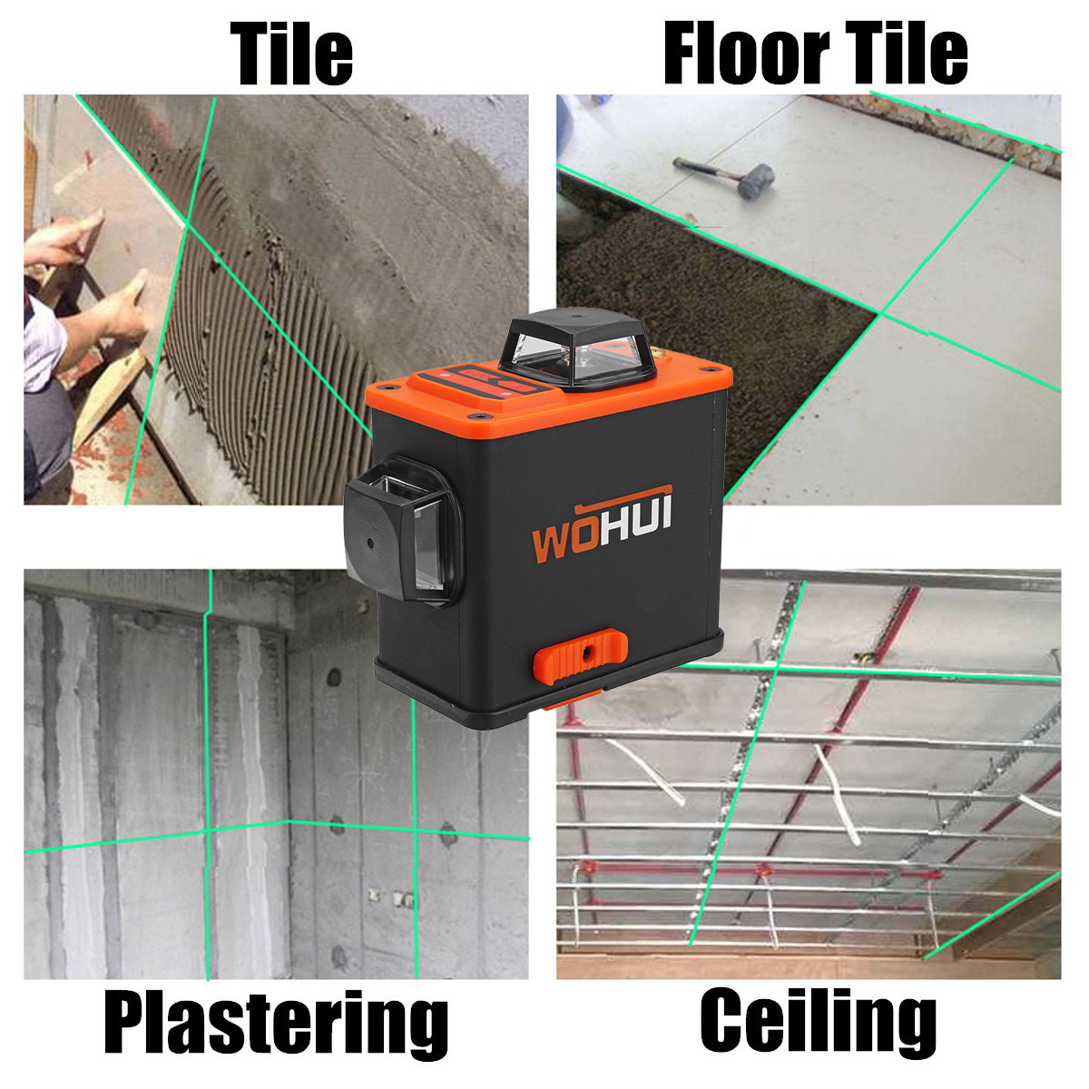 12 Line 360 Laser Level Wall Bracket Li Ion Self Leveling Green