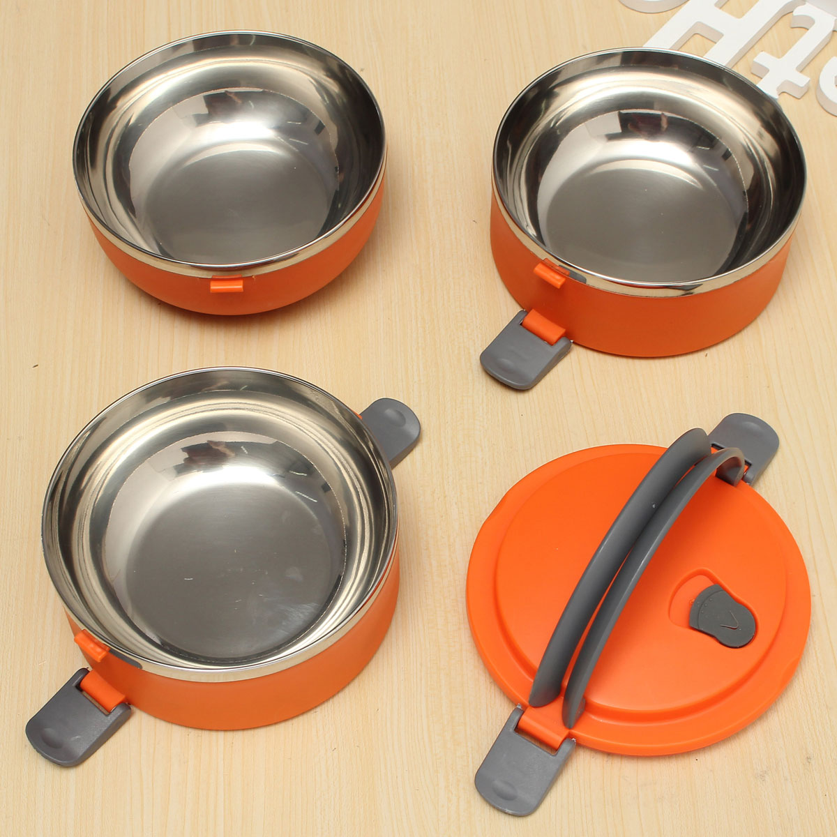 3 Layers Stainless Steel Portable Insulation Thermal Lunch Box Food Container Handle 3 Layers Stainless Steel Portable Insulation Thermal Lunch Box Food Container Handle