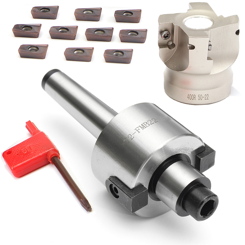 MT2 M10 50mm Face End Mill Cutter with 10pcs APMT1604 Carbide Inserts