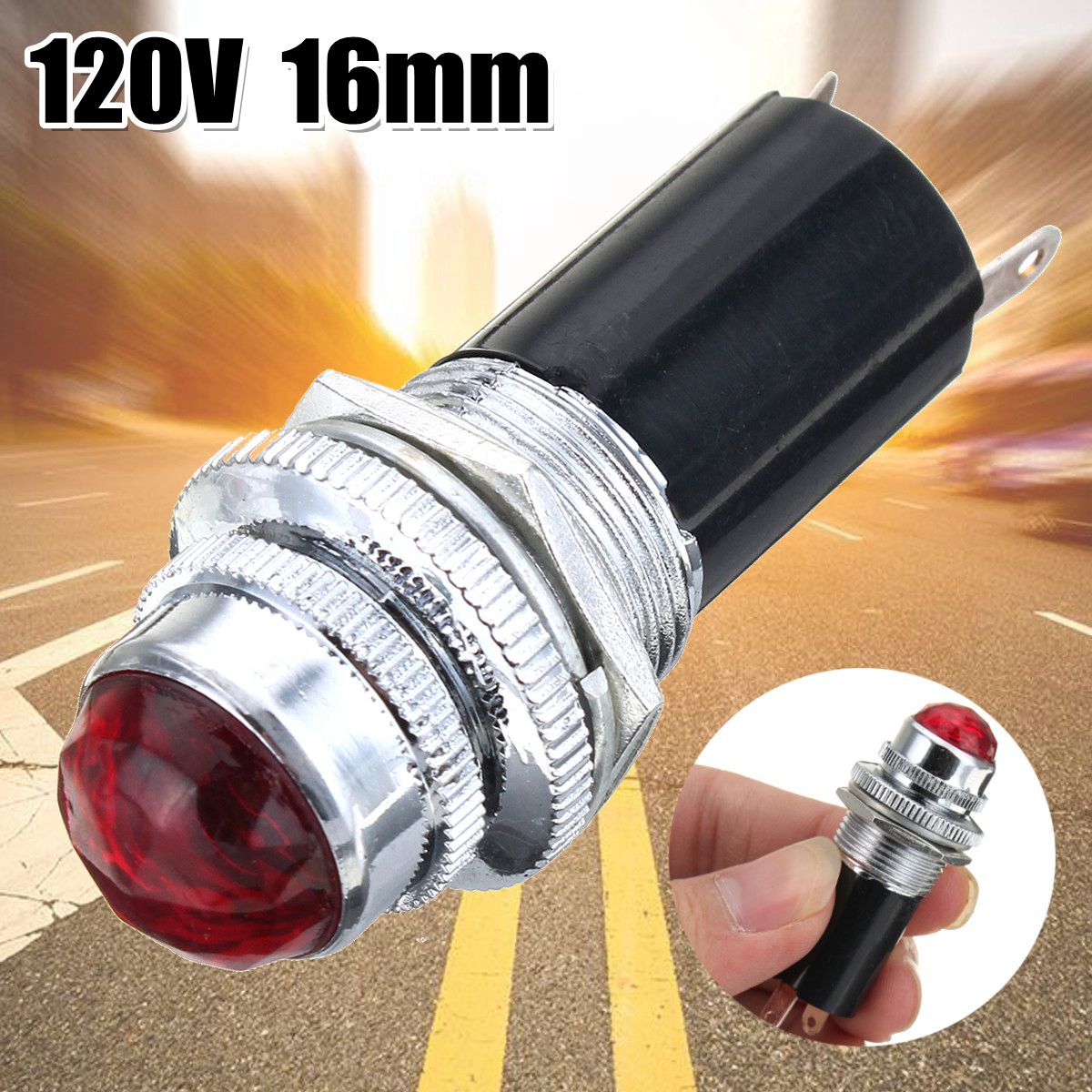 Pilot Light LED 16mm Indicator Warning Lamp Panel Mounting 110V