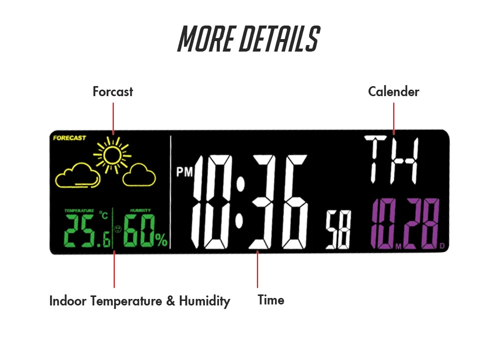 Digoo DG-FR100 SmartSet Réveil Numérique sans Fil Prévisions Météo Sommeil avec Radio FM Horloge