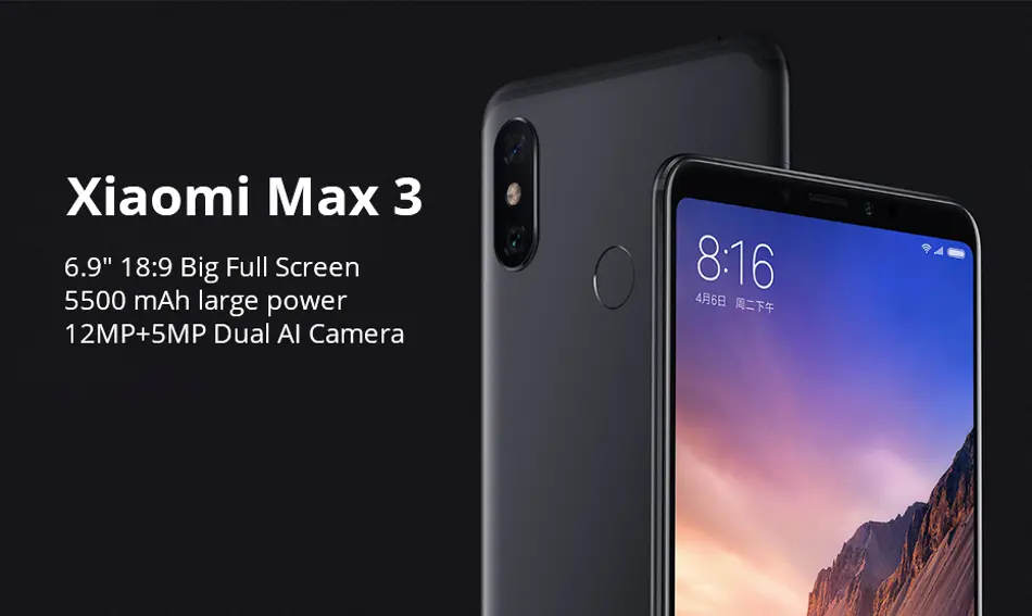 Xiaomi Mi Max 3 6.9 inch Big Display 4GB RAM 64GB ROM Snapdragon 636 4G Smartphone