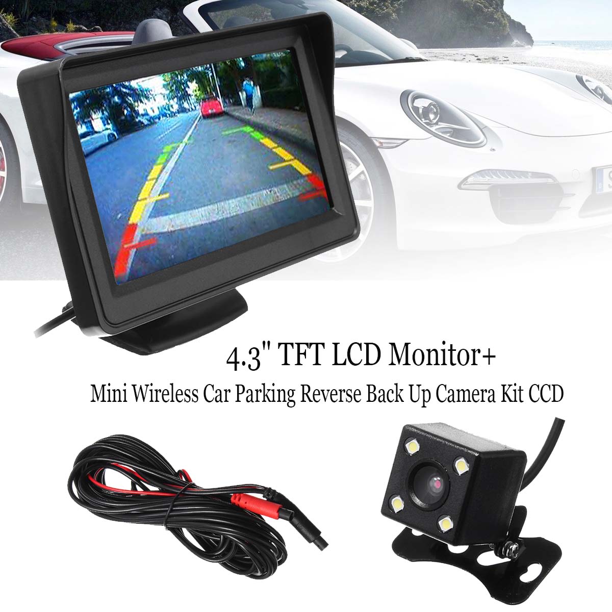 4.3 Inch TFT Car LCD Monitor Car Rear View Reverse Night Vision Backup Camera Kit 4.3 Inch TFT Car LCD Monitor Car Rear View Reverse Night Vision Backup Camera Kit