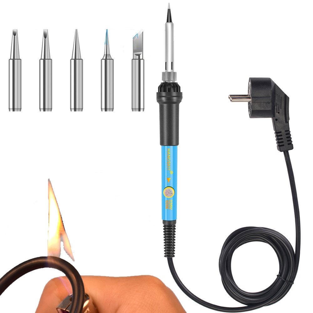 60 W TEMPERATURA REGOLABILE ELETTR Pistola Per Saldatura Saldatore Strumento 5x punte di saldatura
