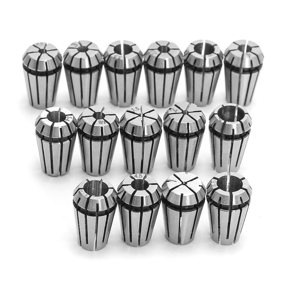 15pcs ER11 1-7mm Spring Chuck Collet with ER11A 5mm Extension Rod Holder for CNC Milling Lathe Tool