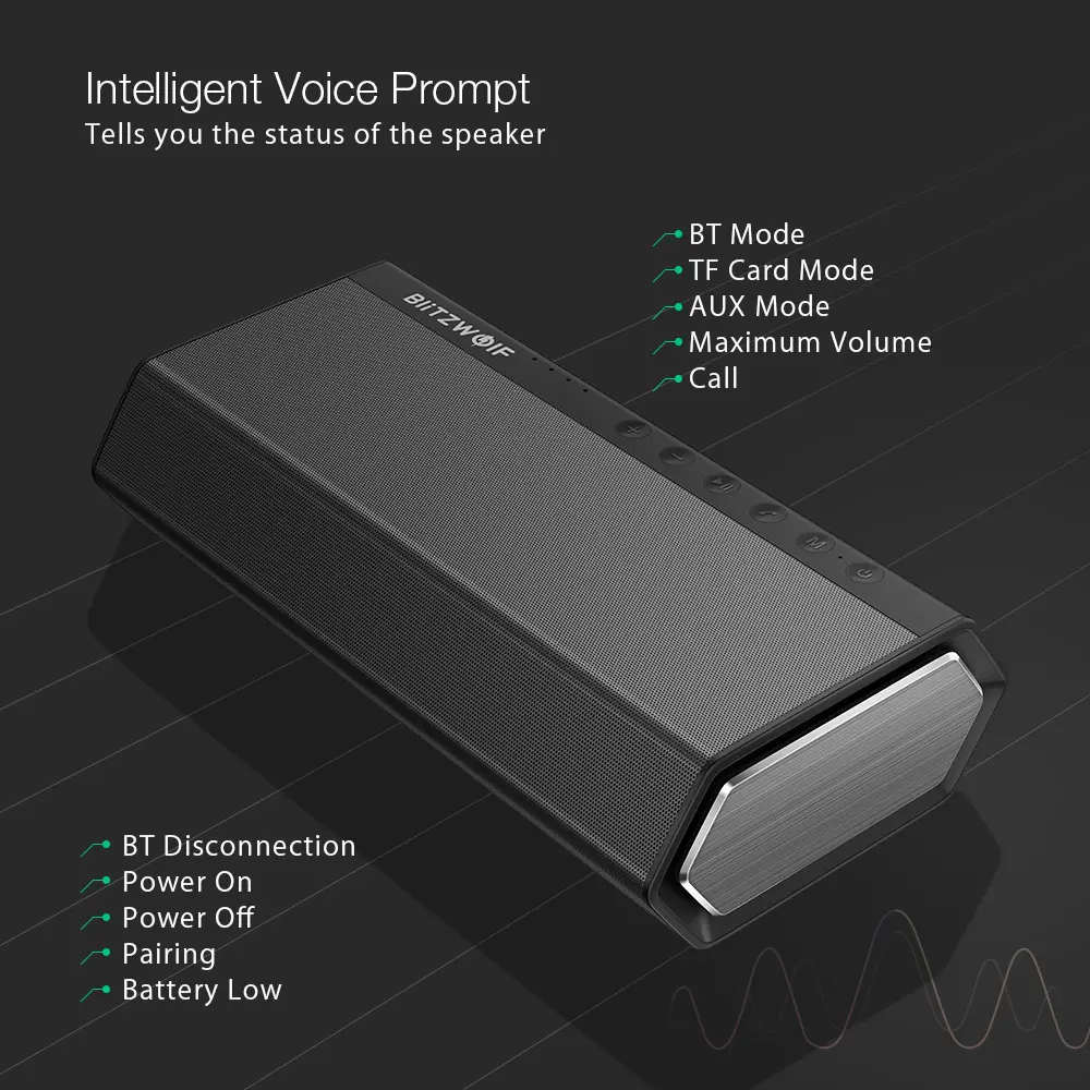 BlitzWolf® BW-AS2 40W 5200mAh Çift Sürücü Kablosuz bluetooth Hoparlör 30W Yukarı Bas Güçlendirilmiş Eller-Serbest Aux Girişi Hoparlör BlitzWolf® BW-AS2 40W 5200mAh Çift Sürücü Kablosuz bluetooth Hoparlör 30W Yukarı Bas Güçlendirilmiş Eller-Serbest Aux Girişi Hoparlör