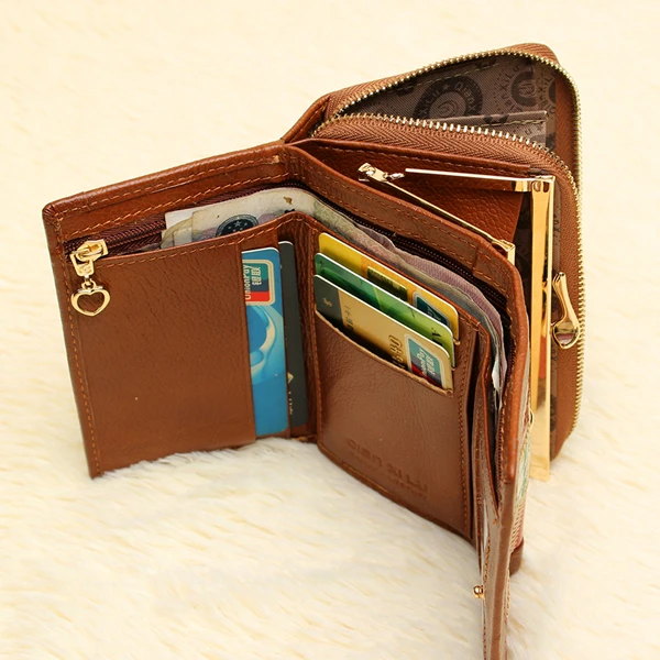 Women Pattern Leather Wallets Women's Three Fold Plaid Pattern Leather Wallets Clutch Bags