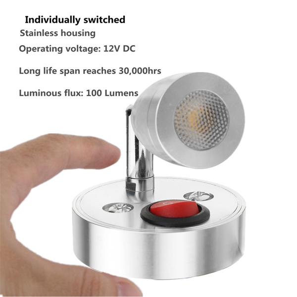 3w Lumière Spot De Lecture Interrupteur Caravane Mur Pour Chevet Armoire Led Lampe Placard Avec 12v Intérieur If7gyvm6Yb