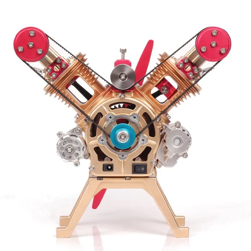 Teching Double Cylinder Full Aluminum Alloy Engine Model Collection
