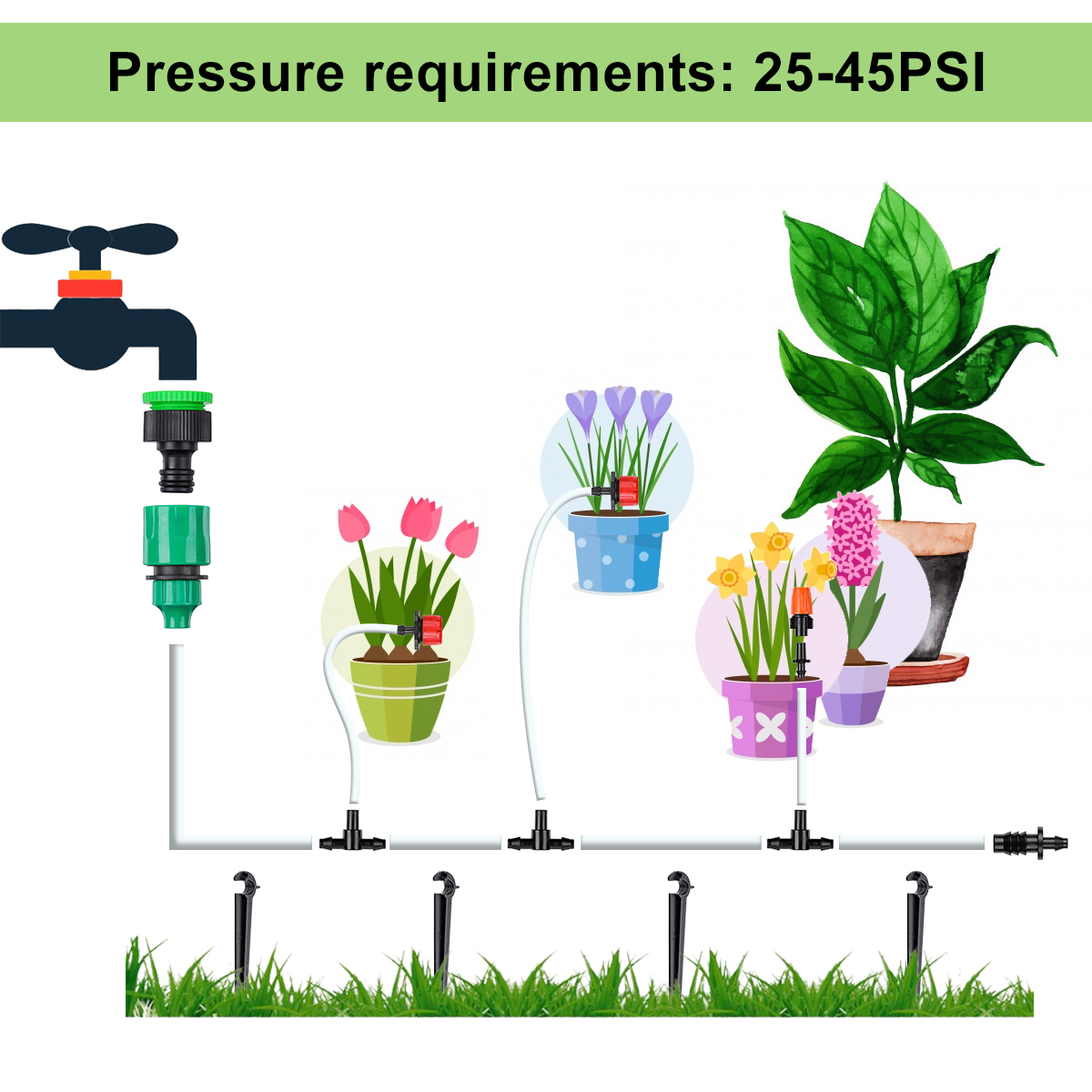 164pcs Drip Irrigation System Micro Drip Irrigation Kit Diy Patio