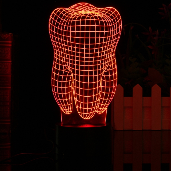 Illusion Couleur Changeant Cadeau Lumière Dent 3d Led De Lampe Bureau Contact Illuminé Noël Nuit Tactile hQrdst