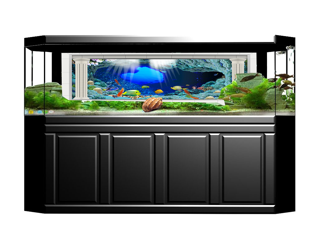 Pvc Wasserdicht Einseitig Naturliche Ozean Landschaft Fisch Schussel Aquarium Decor Aufkleber Glas