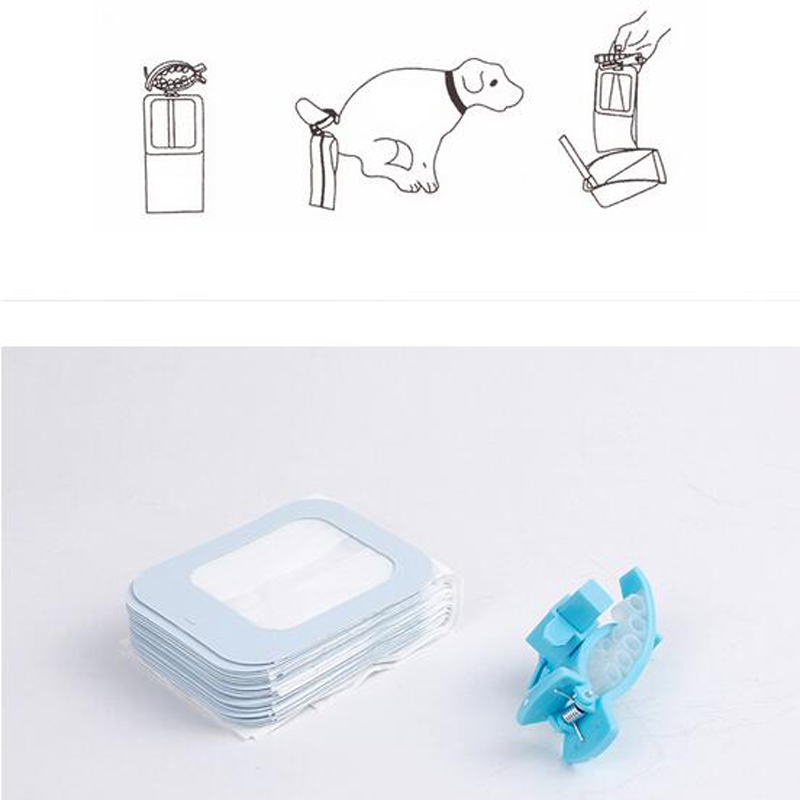 Dog Poop Soft Silicone Tail Holder Hands Free Pet Faeces Container with 20 Pieces Bags Size M/ L