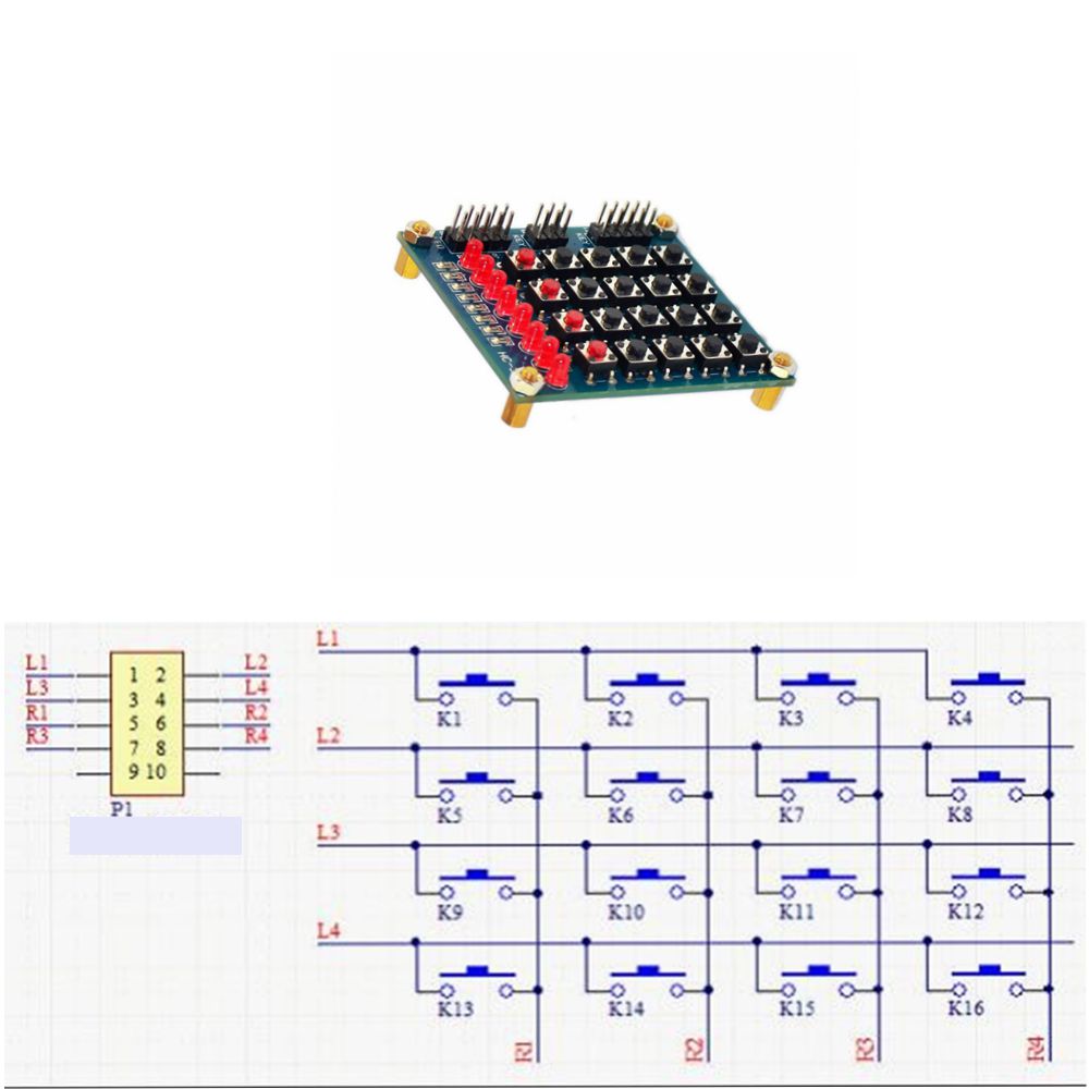 4 x 4 push buttons matrix keyboard