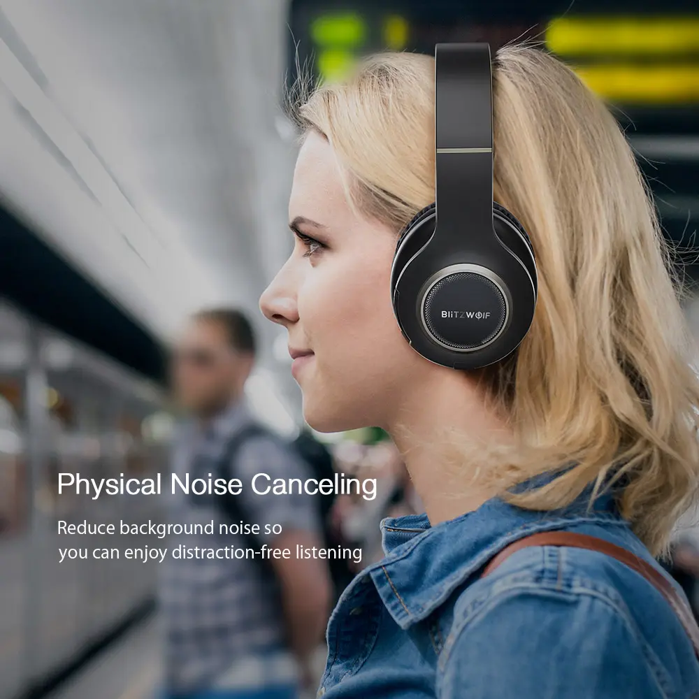 Blitzwolf® BW-HP0 Kablosuz Bluetooth Kulaklık Mic ile Taşınabilir Katlanabilir Aşırı kulak Stereo Müzik Spor Kulaklık