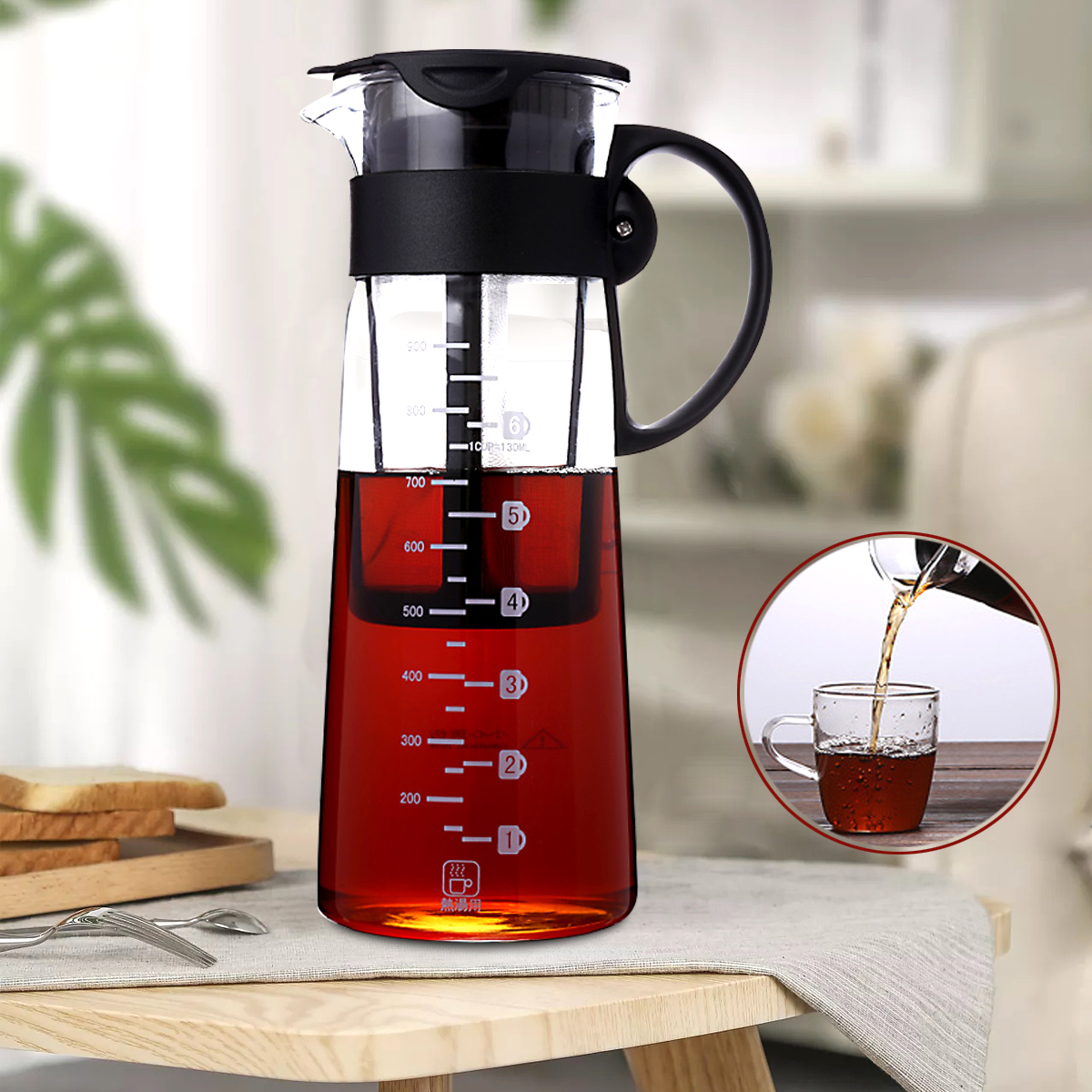 1000 ML Soğuk Demlemek Buzlu Kahve Makinesi Hava Geçirmez Mühür Çay Pot