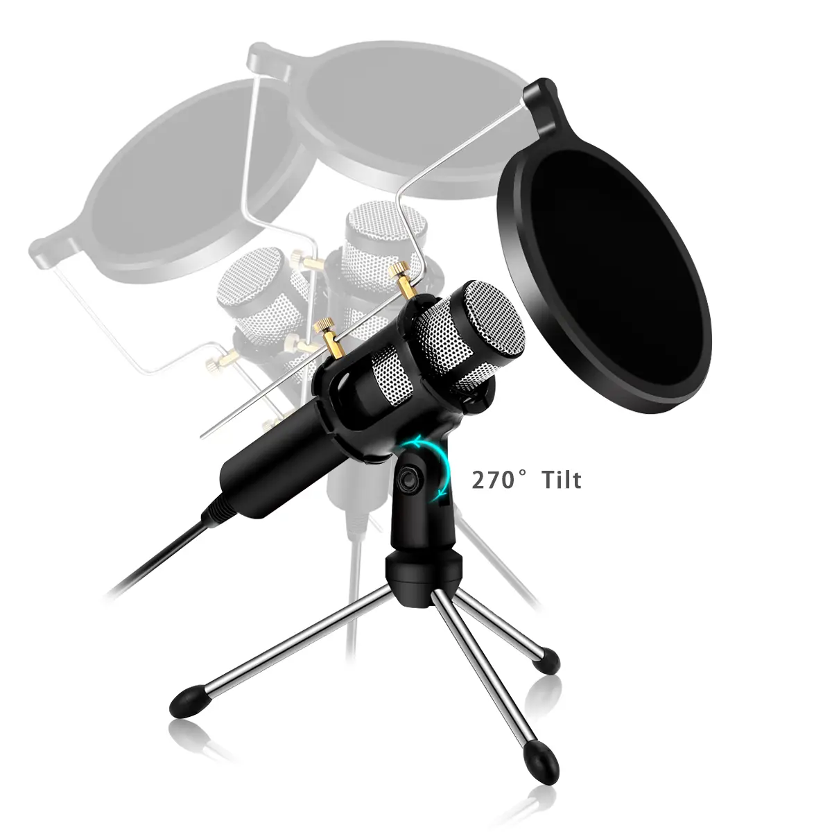USB Professional Home Studio Condenser Microphone for Live Broadcast Podcast Recording PC Laptop for Windows