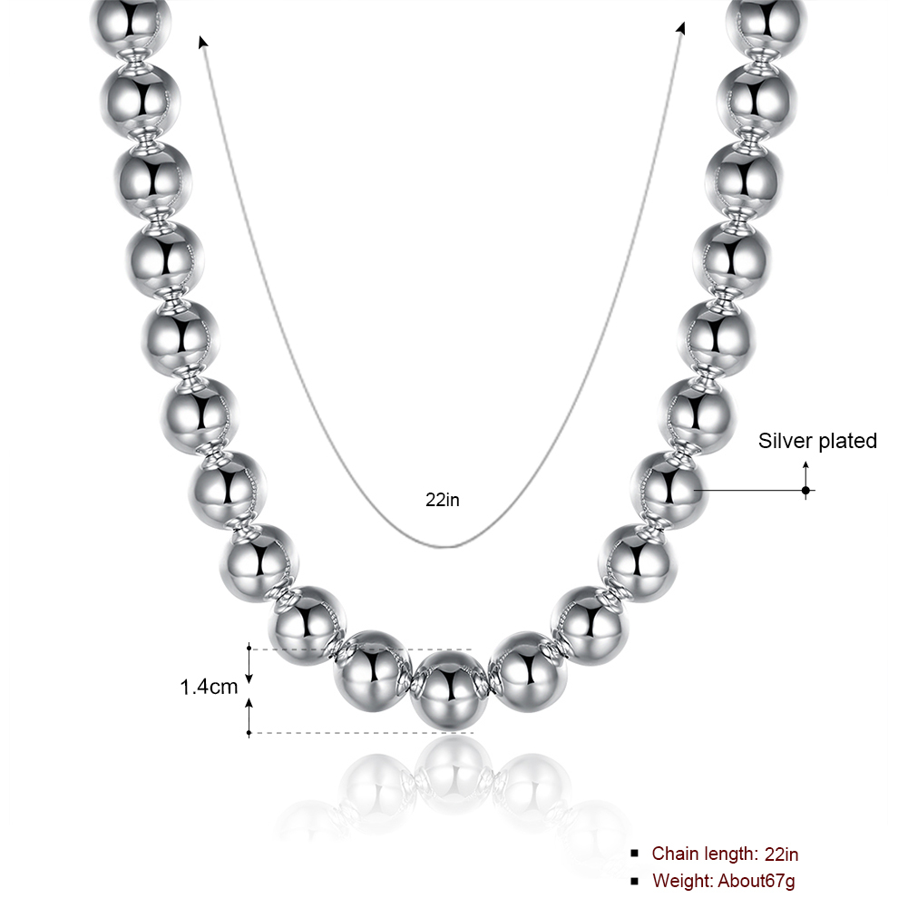 14mm Perlen Männer Silber Überzogene Halskette Kette Glück Schmuck Für Gebet 14mm Perlen Männer Silber Überzogene Halskette Kette Glück Schmuck Für Gebet