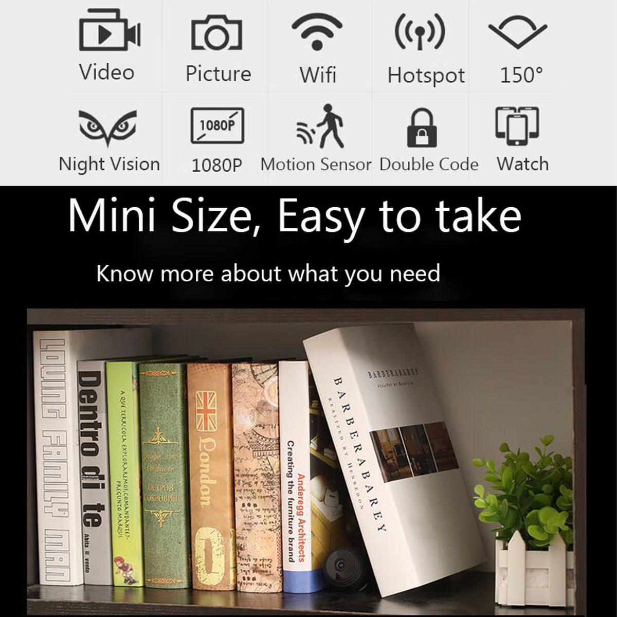 A9 Mini WIFI HD 1080P Wireless IP Camera Home Security Night Vision 150° Wide Angle