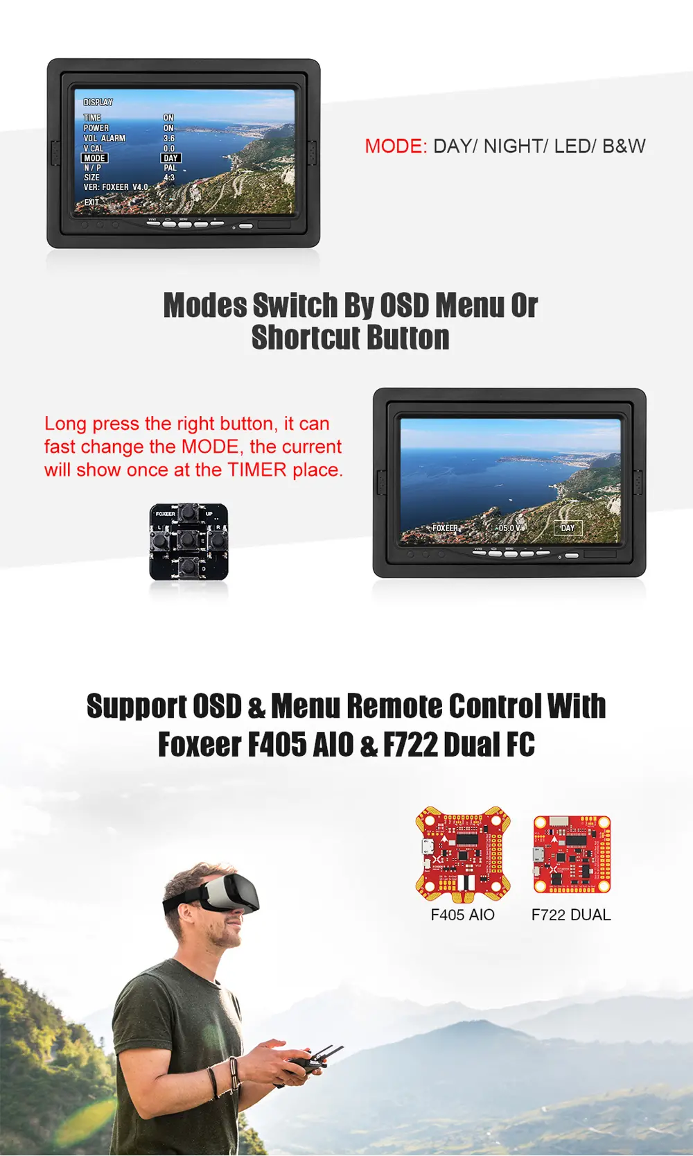 Foxeer Predator 4 Nano Super WDR 4ms Low Latency 1000TVL FPV Racing Camera OSD 4:3 16:9 NTSC PAL for RC Drone