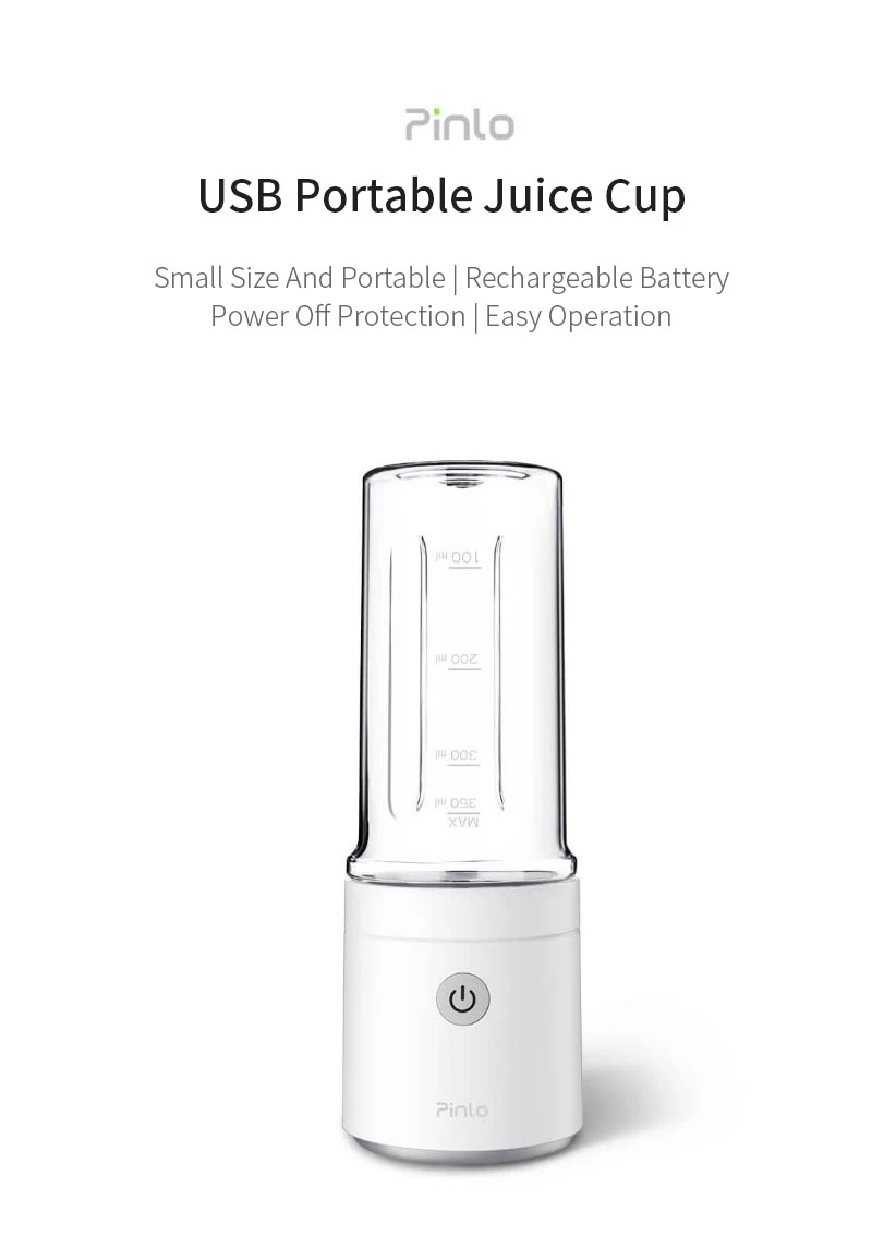 Pinlo PL-B007W2W Portable USB Electric Juicer 350ml /70W Home Fruit Electric Mixer Small Electric Juicer Squeezer From Xiaomi Youpin