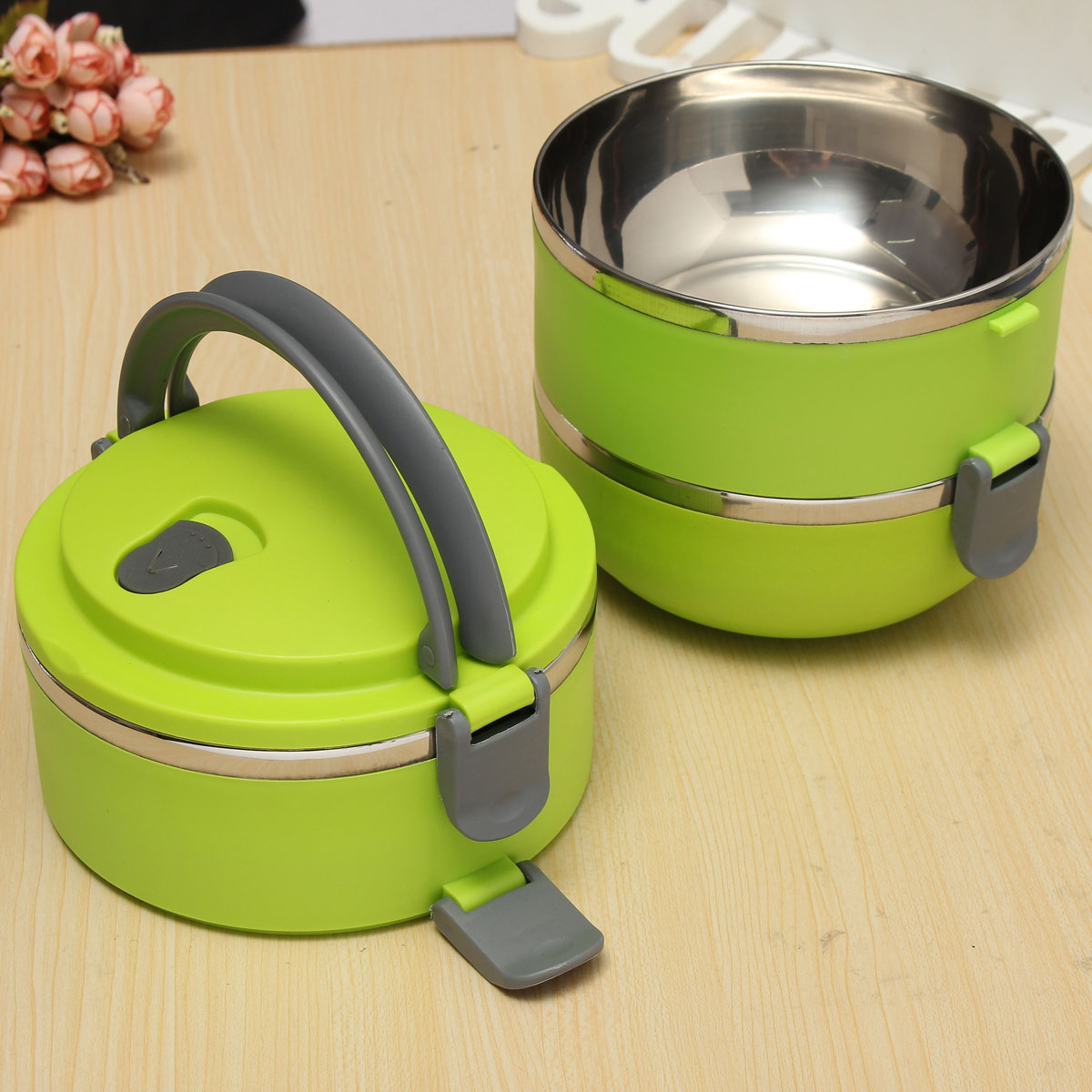 3 Layers Stainless Steel Portable Insulation Thermal Lunch Box Food Container Handle 3 Layers Stainless Steel Portable Insulation Thermal Lunch Box Food Container Handle
