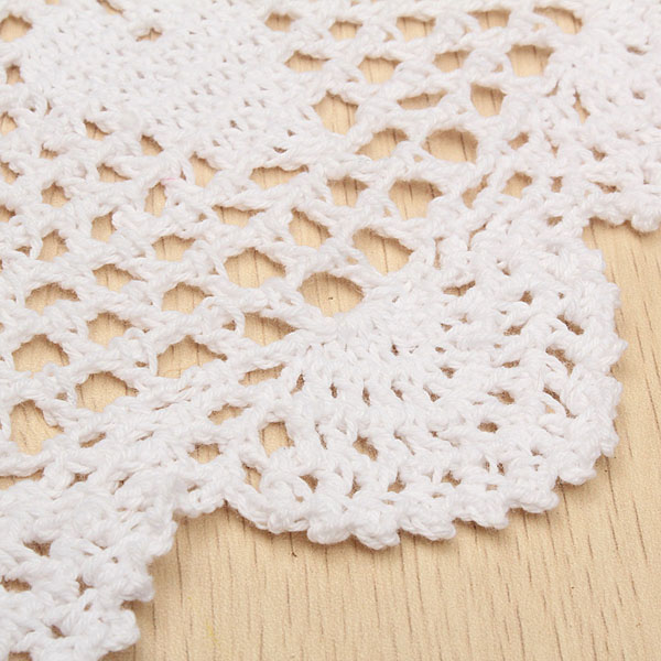 37cm Round White Fio De Algodão Puro Hand Crochet Lace Doily Placemat Decoração De Toalha De Mesa - 