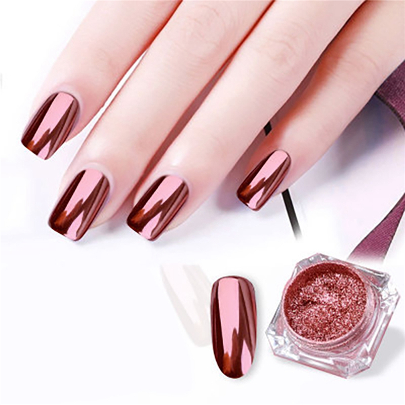 2 Rose Gold Chrome Nail Poudre Effet Miroir Nail Pigment Ge