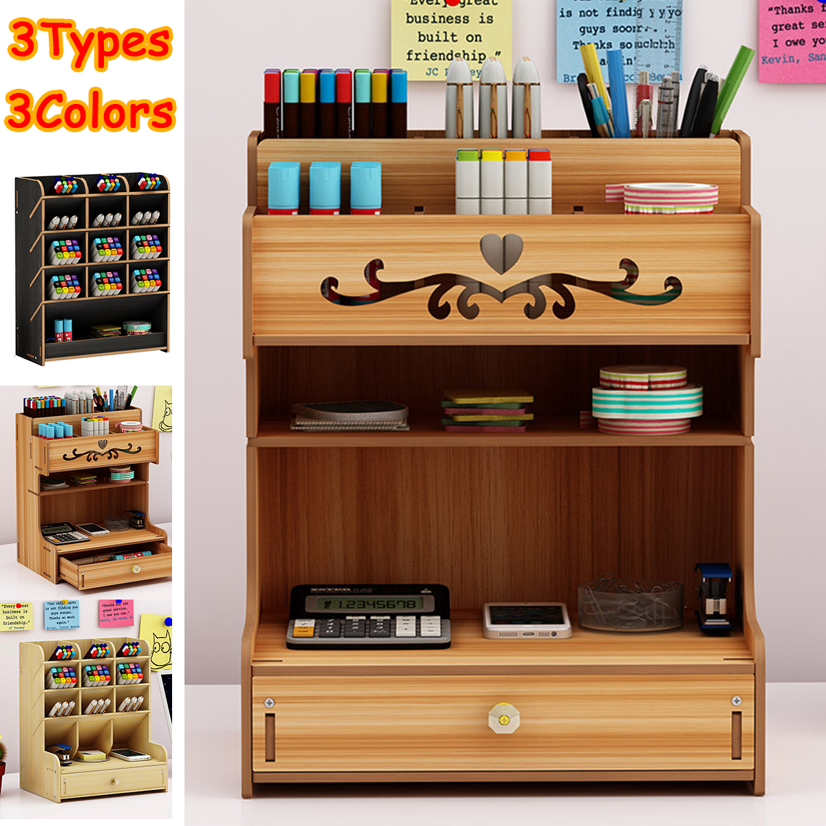 Scrivania In Legno Organizzatore Portapenne Multifunzione Fai Da Te Scatola Supporto Per Telefono Cellulare Desktop Fisso Forniture Per Ufficio A Casa