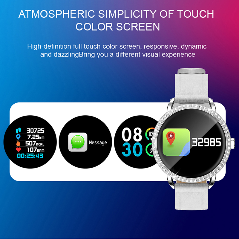 Bakeey H7 fréquence cardiaque pression artérielle moniteur d'oxygène mode femme cristal montre intelligente