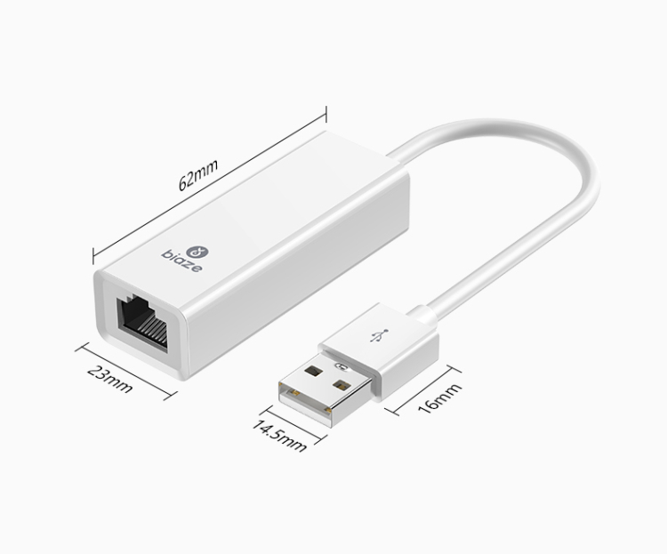 BIAZE ZH99 USB 2.0 a RJ45 Placa de rede com fio externa de 100Mbps Lan Conversor de porta de rede Ethernet