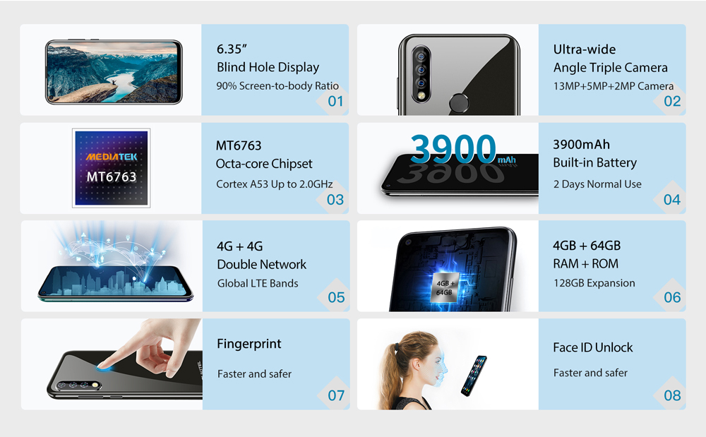 Oukitel C17 Pro,Full Screen,Triple Rear Camera,Android 9.0