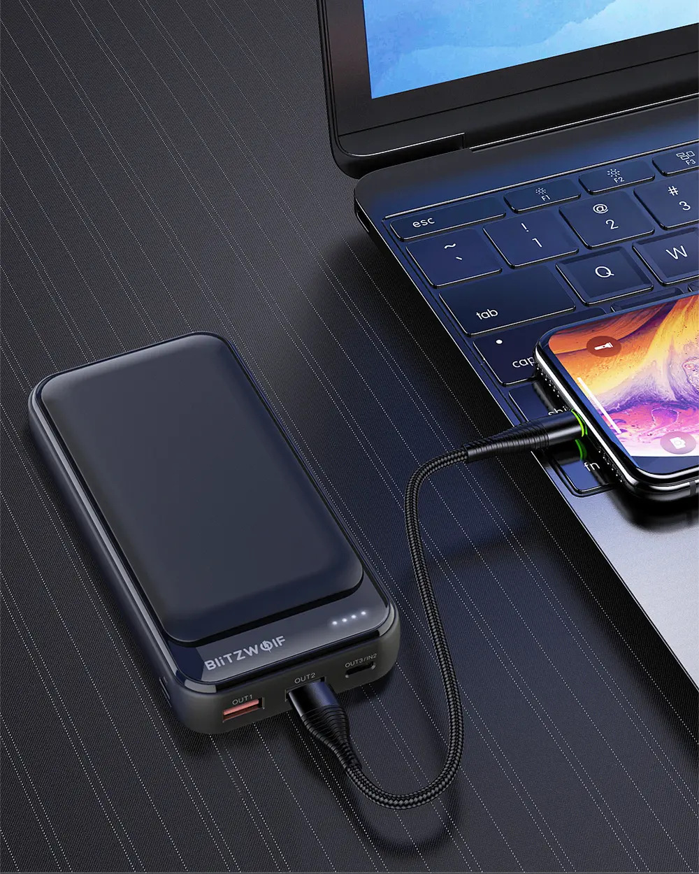 BlitzWolf® BW-P11 Banque de puissance pour PD3 pour 20000mAh 18W QC3.0 pour iPhone 11 Pro XR X pour Samsung S9 S10 pour Xiaomi Huawei