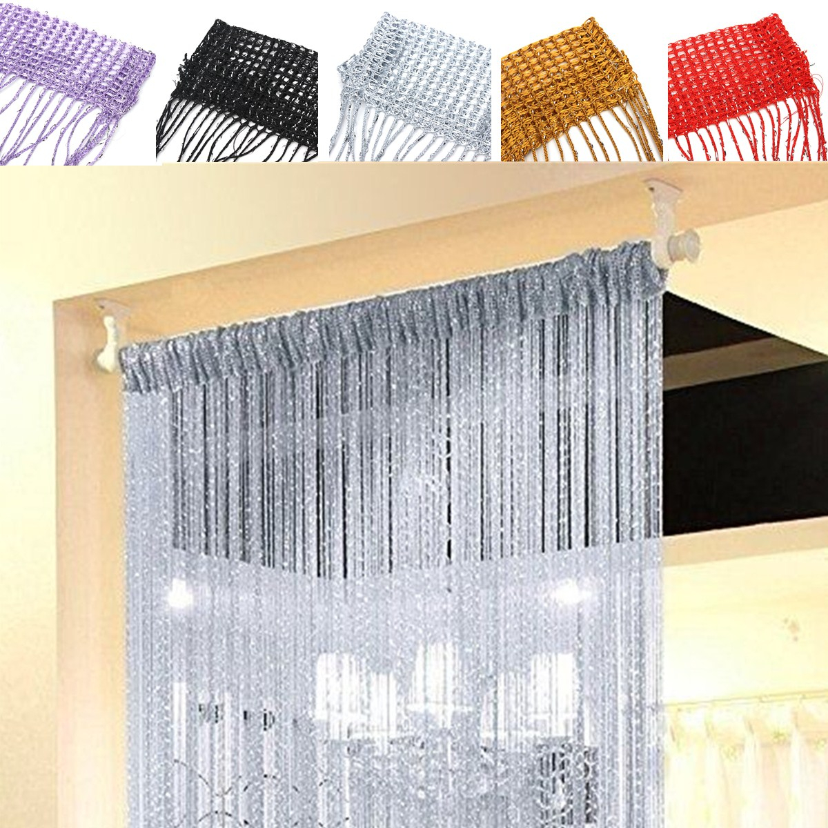 String Door Curtains Bead Window Panel Divisore Frangia di nappa di cristallo in rilievo