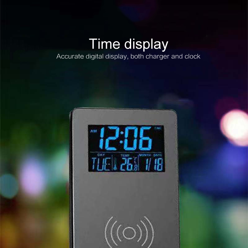 Loskii DC-01S Electric LED 12 / 24H Alarma Reloj Con teléfono Cargador inalámbrico Mesa digital Termómetro Pantalla Escritorio Reloj