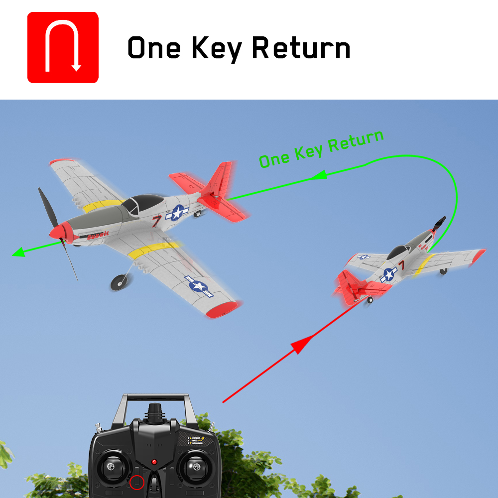 Eachine Mini Mustang P-51D EPP 400mm Wingspan 2.4G 6-Axis Gyro RC Airplane Trainer Fixed Wing RTF One Key Return for Beginner