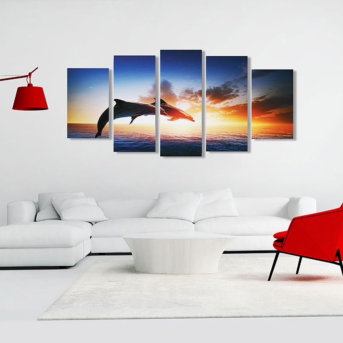 Dauphin Coucher De Soleil Impression Sur Toile Peintures Affiche Mur Art Photo Décor À La Maison Sans Cadre