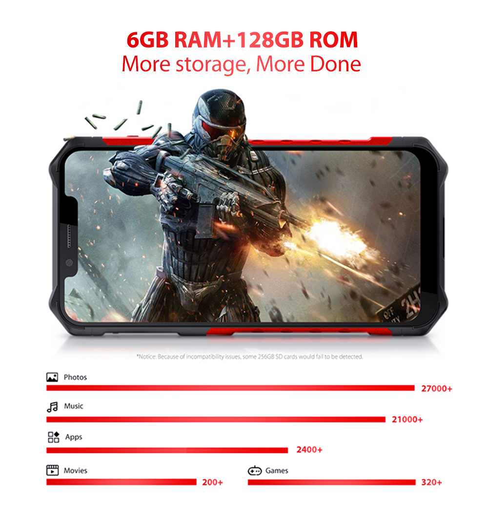 Ulefone Armor 6S,Helio P70 Octa core,6GB RAM 128GB ROM,IP68 IP69K Waterproof