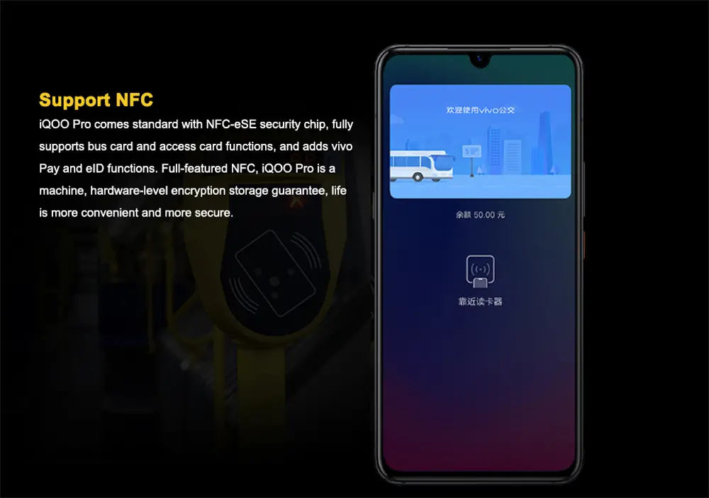 VIVO iQOO Pro 4G Versión 6.41 pulgadas Super AMOLED 48MP Triple Trasera Cámara NFC 8GB 128GB Snapdragon 855 Plus Octa Núcleo 4G Smartphone