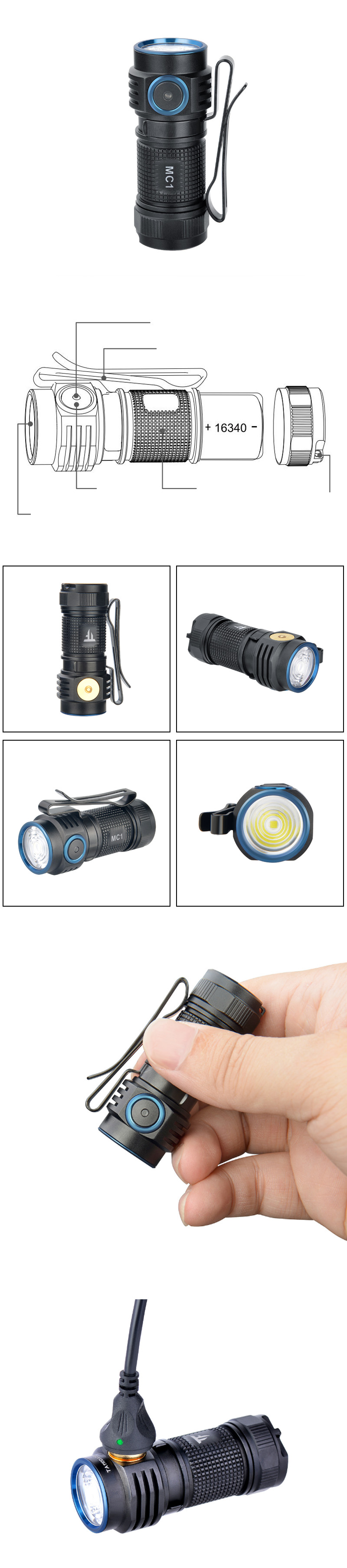 Trustfire Mc1 Xpl Hi T6 1000 Lumen Edc Taktik El Feneri 16340 Batarya Mini Led Mesale Su Gecirmez Manyetik Sarj Led Anahtarlik Isik Vordeo