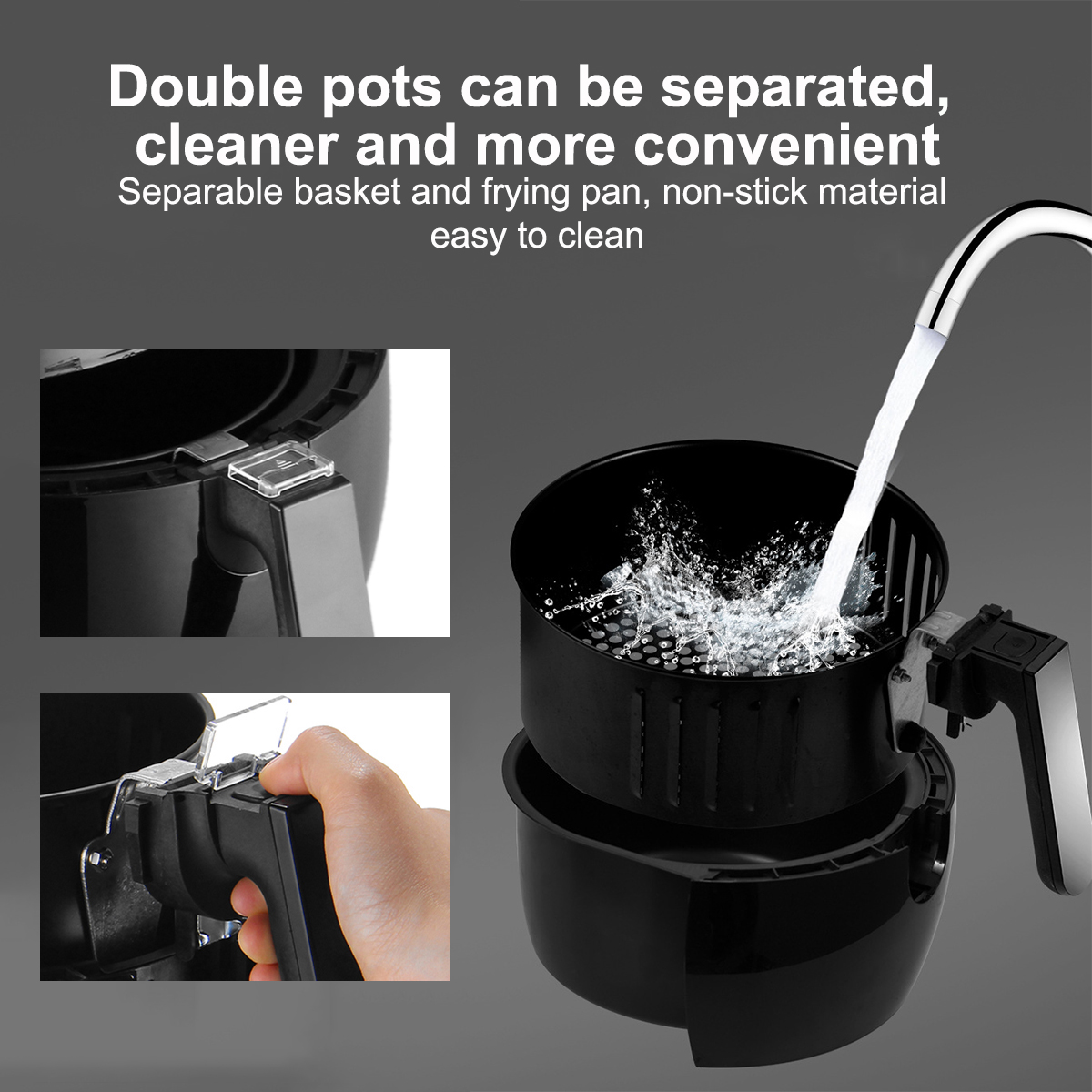 1400W 5.2L Multi-Purpose Eletric Deep Air Fryer Temperature Control Oil Free LCD Touch Screen