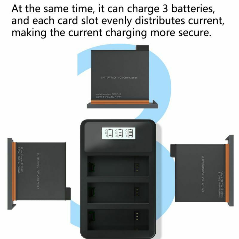 SheIngKa FLW316,lipo Battery Charger,DJI OSMO Action Camera,fpv camera charger,3 Pack Battery Charger,fpv camera