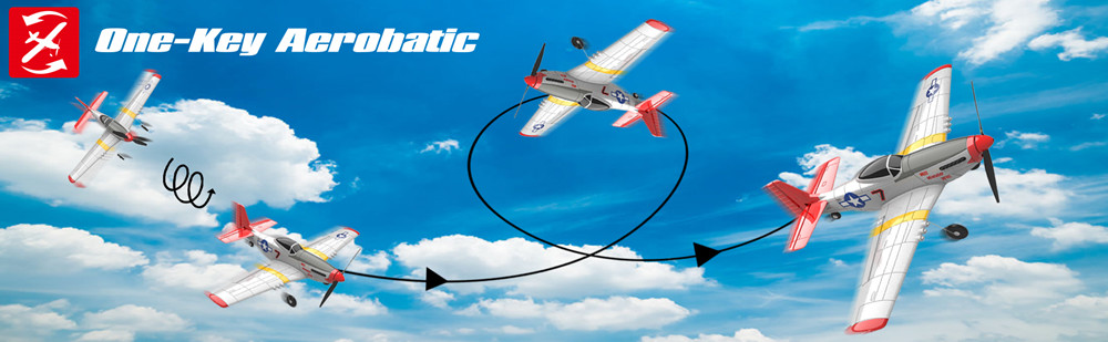 Eachine Mini Mustang P-51D EPP 400mm Wingspan 2.4G 6-Axis Gyro RC Airplane Trainer Fixed Wing RTF One Key Return for Beginner
