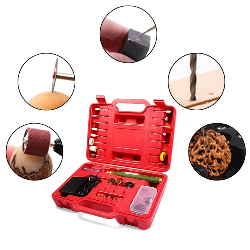 5000-18000 RPM Velocità Variabile Mini trapano elettrico aggiornato Set di perforazione Intaglio Lucidatura Incisione Lucidatura Penna per fresatura Miniatura Hade Intaglio Strumento rotante
