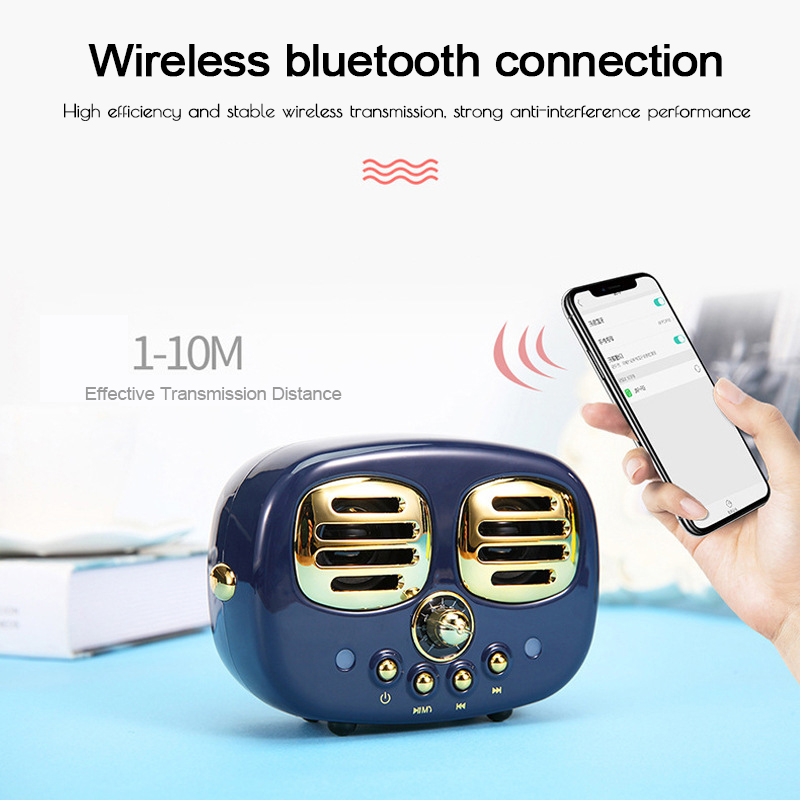 Mini haut-parleur sans fil rétro bluetooth 3D stéréo TF USB FM AUX haut-parleur subwoofer mode cadeau créatif