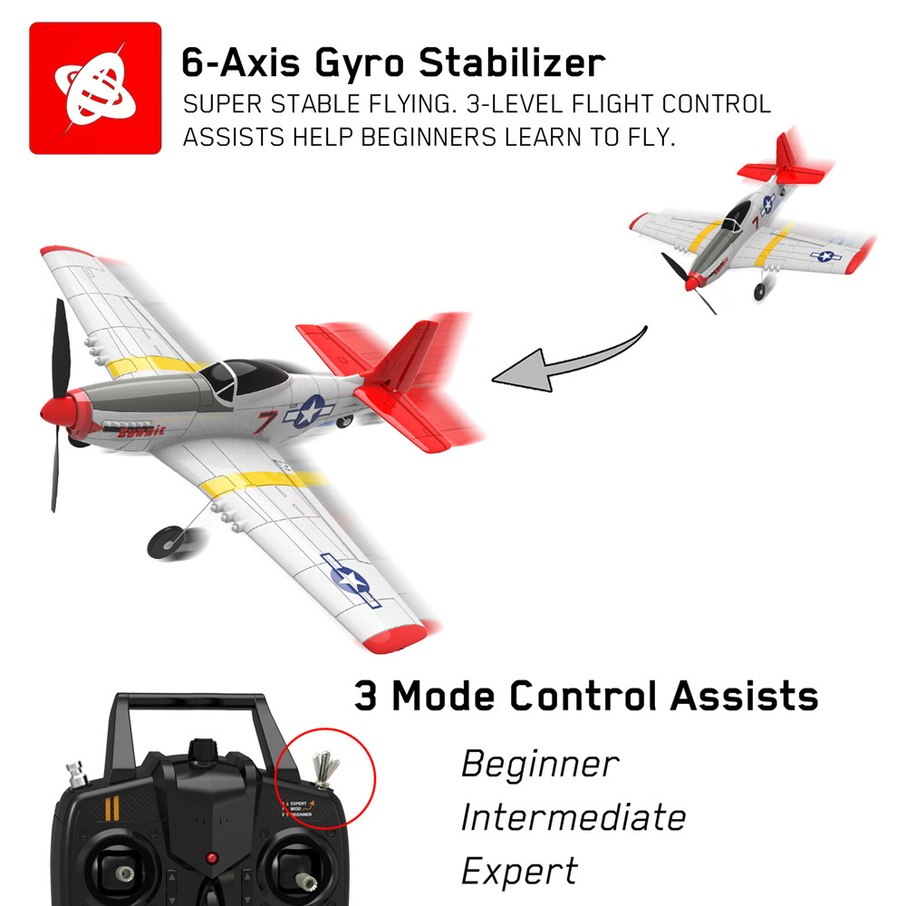 Eachine Mini Mustang P-51D EPP 400mm Wingspan 2.4G 6-Axis Gyro RC Airplane Trainer Fixed Wing RTF One Key Return for Beginner