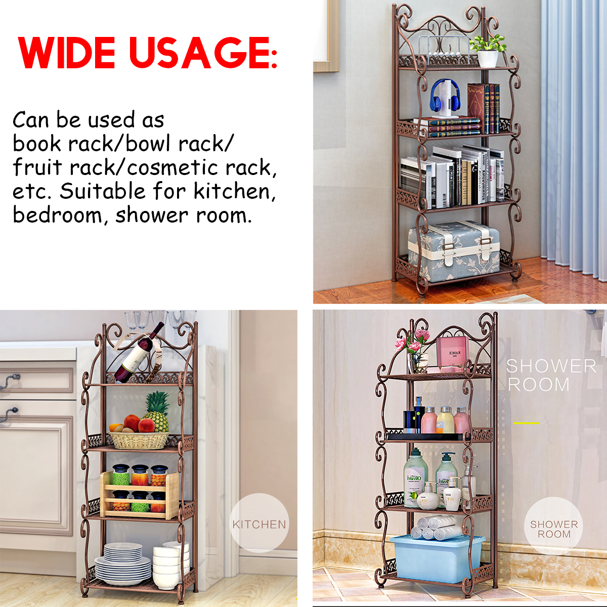 1 Pièce 3/4/5 Niveaux Étagère De Rangement Pliable Nordique Minimaliste Multifonctionnel Étagère De Rangement Supports Supports pour Bureau Maison Chambre Salle De Bains Cuisine Cuisine
