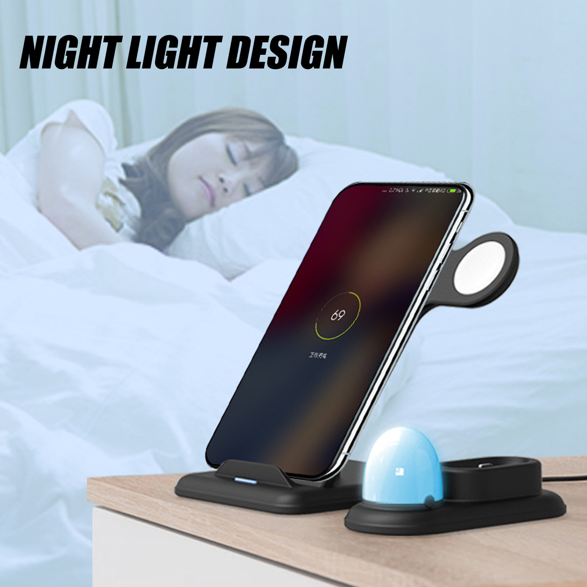 5 / 7.5 / 10w Qi Chargeur sans fil Support de charge rapide pour téléphone pour iPhone 11 XS X Apple Watch Apple AirPods