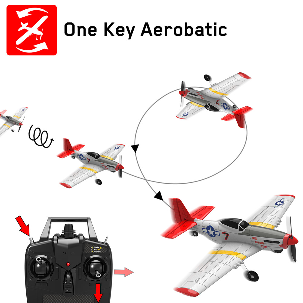 Eachine Mini Mustang P-51D EPP 400mm Wingspan 2.4G 6-Axis Gyro RC Airplane Trainer Fixed Wing RTF One Key Return for Beginner