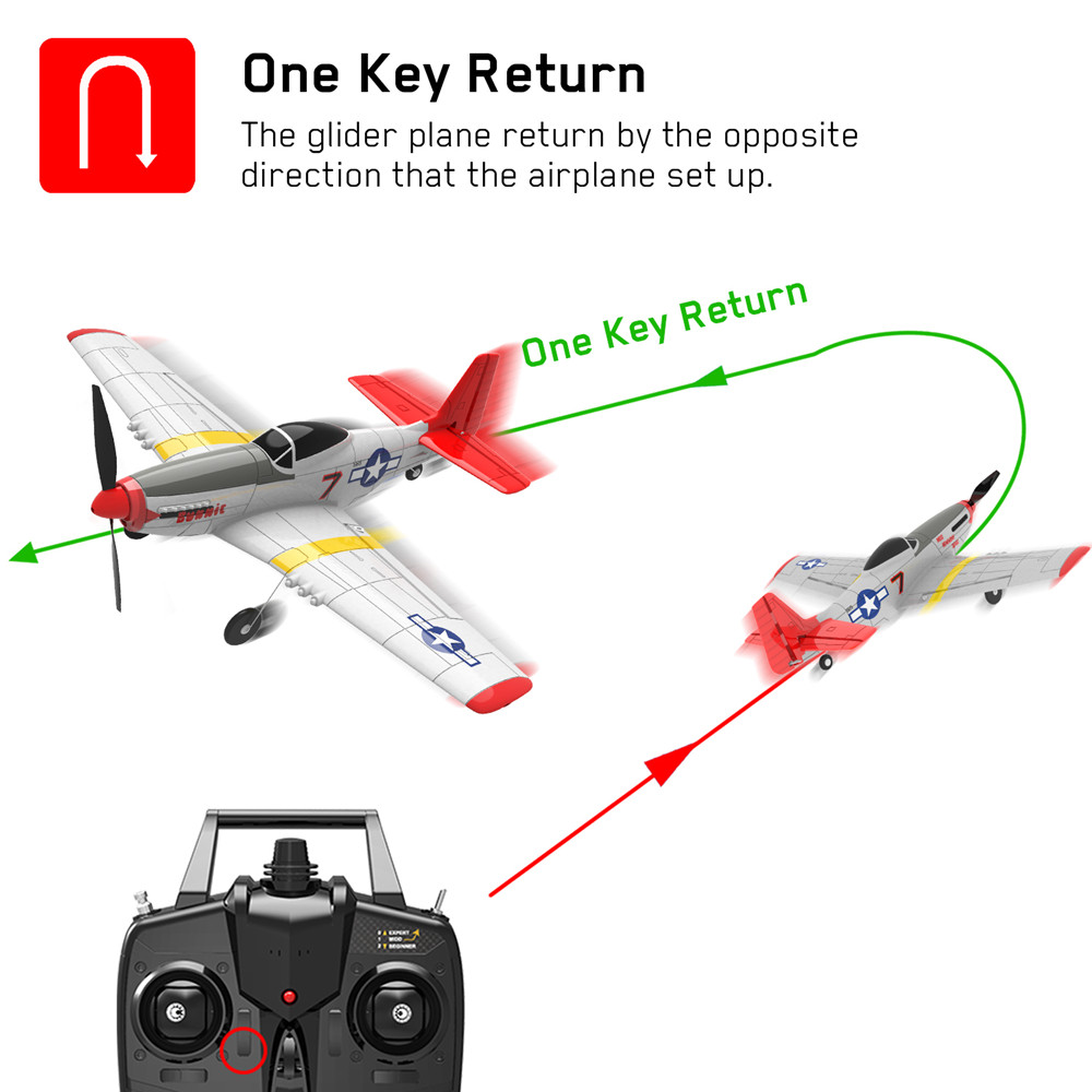 Eachine Mini Mustang P-51D EPP 400mm Wingspan 2.4G 6-Axis Gyro RC Airplane Trainer Fixed Wing RTF One Key Return for Beginner